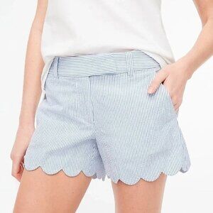 J. Crew Blue Striped Women's Scalloped Edge Shorts Size 00